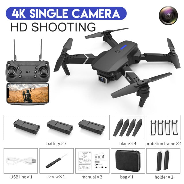 New Quadcopter E88 Pro WIFI FPV Drone With Wide Angle HD 4K 1080P Camera Height Hold RC Foldable Quadcopter Dron Gift Toy