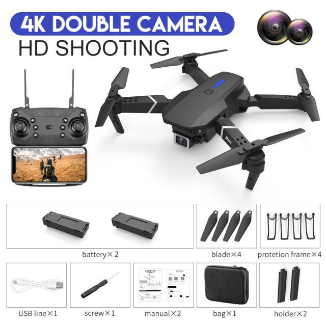 New Quadcopter E88 Pro WIFI FPV Drone With Wide Angle HD 4K 1080P Camera Height Hold RC Foldable Quadcopter Dron Gift Toy